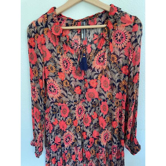 Anthropologie Marais Printed Chiffon Maxi Dress Floral Printed Dress MP - Picture 6 of 8